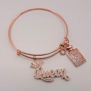 Queen Bling Rosegold Rhinestone Bangle Bracelet